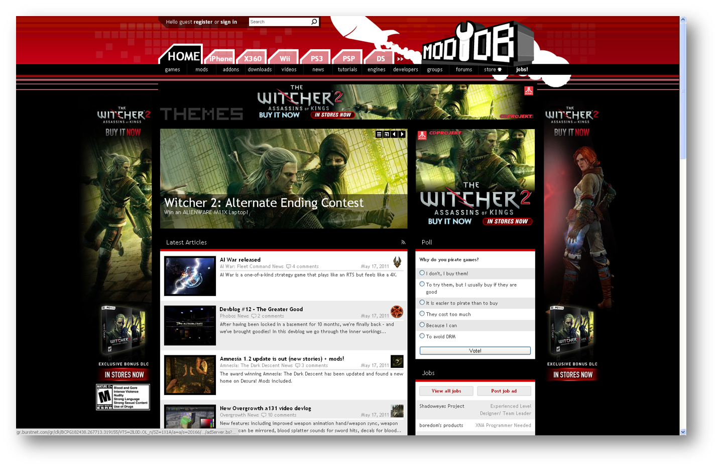 ModDB Witcher 2 contest announcement page