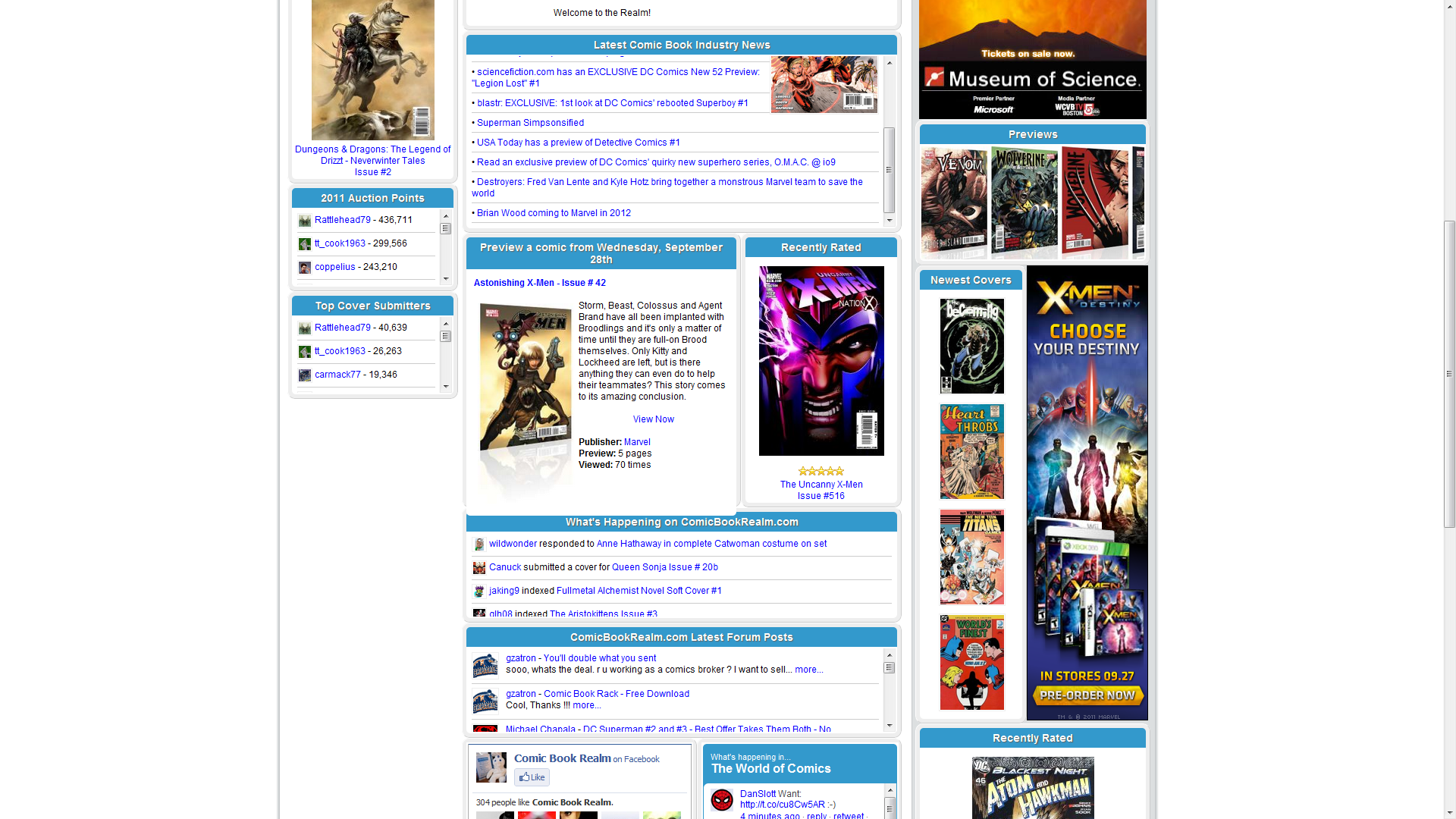X-Men ad placement on Comicbook Realm